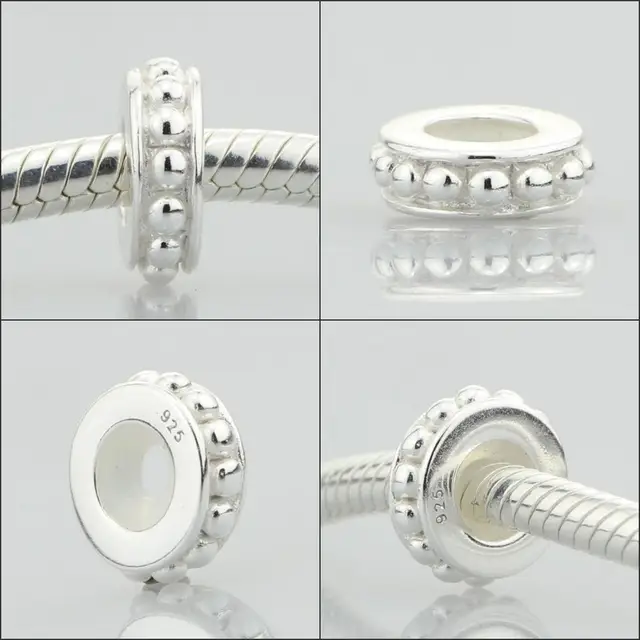 Authentic 925 Sterling Silver Stopper Spacer With Rubber Charm Bead Fit