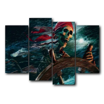 

Laeacco Canvas Abstract Painting Calligraphy Vintage Skull pirate Poster Wall Art Picture Living Room Halloween Home Decoration