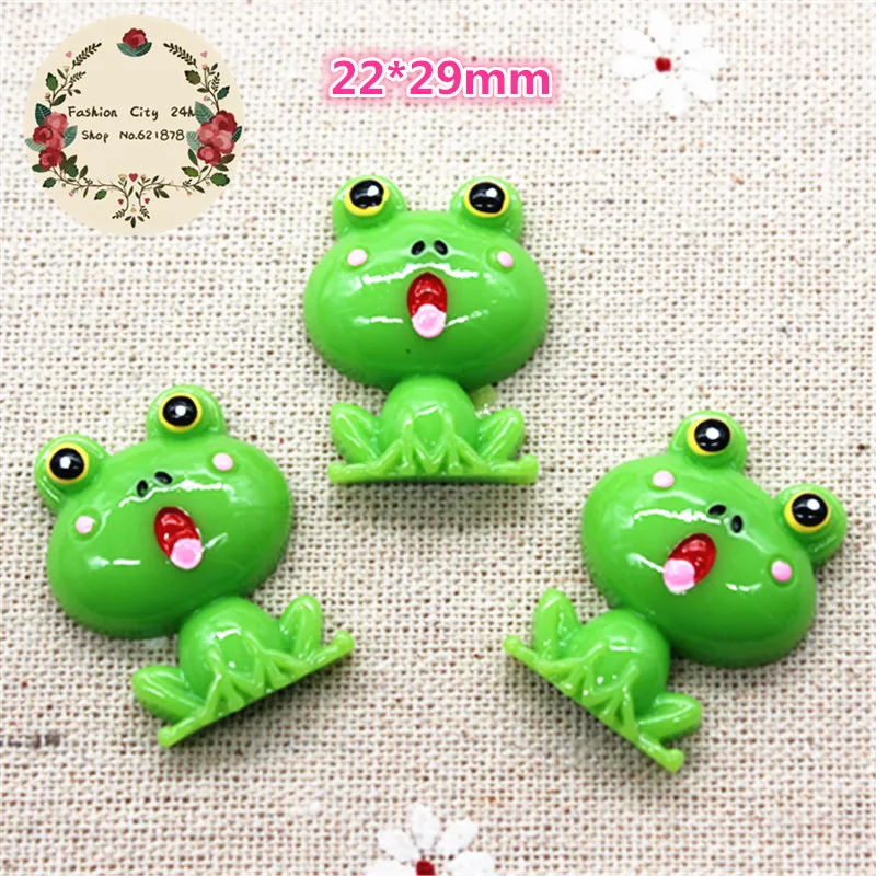 

10pcs Kawaii Cartoon Animal Frog Resin Flatback Cabochon DIY Decorative Craft Scrapbooking,22*29mm