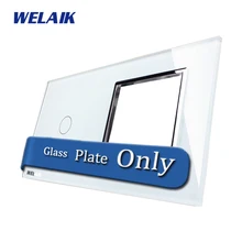 WELAIK Touch Switch DIY Parts Glass Panel Only of Wall Light Switch Black White Crystal Glass Panel Square hole A2918W/B1