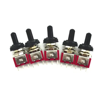

5 Pcs Momentary Toggle Switch (ON)-OFF-(ON) 3 Position SPDT w Cover Cap