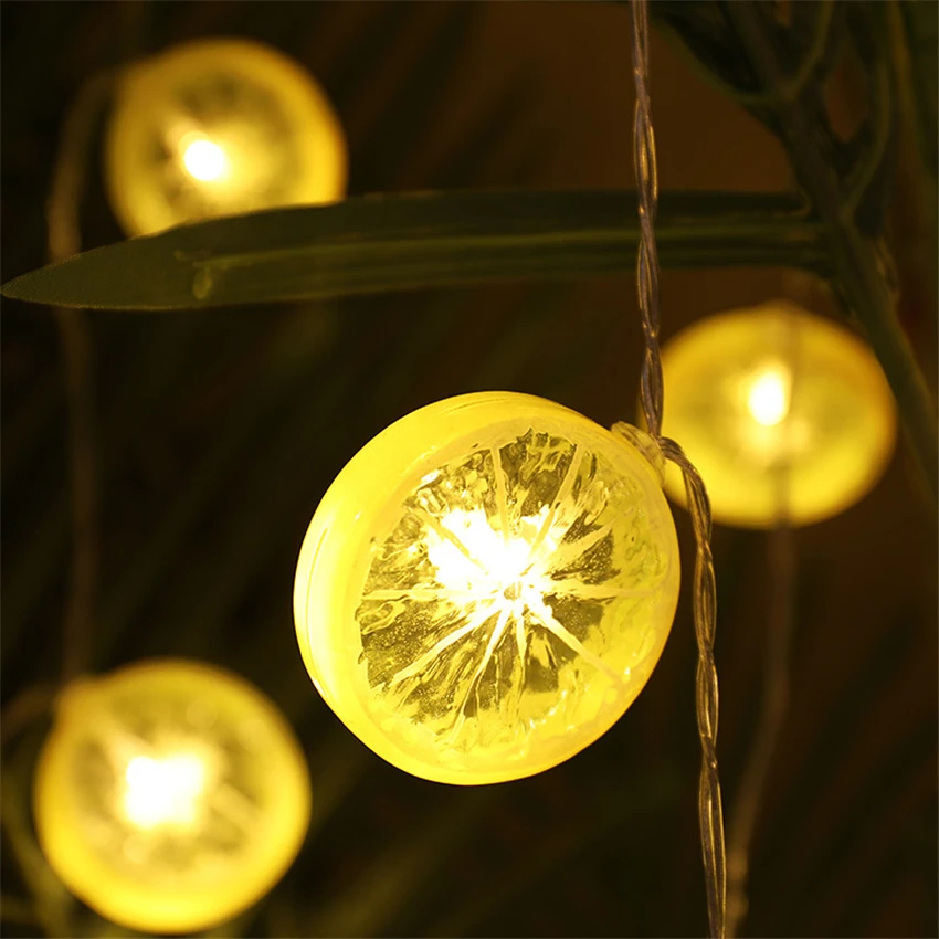 20Pcs LED Yellow Green Orange Lemon String Lights Xmas Tree Decorative Garland Light Fairy Lamps Holiday Christmas Wedding Decor