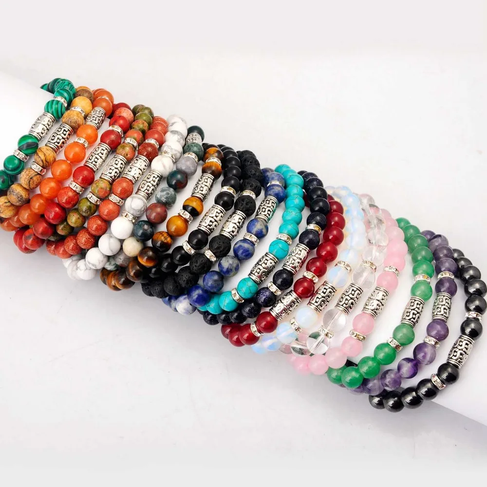10 шт./лот 8 мм камень браслеты целебный Кристалл pulseira feminina женские и мужские