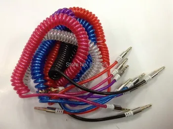 

500pcs/lot stereo aux cable 3.5mm vehienlar telephone audio cable spring aux cable retractable aux audio cable