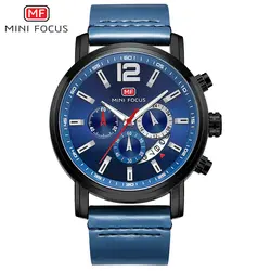 MINIFOCUS Для мужчин часы Мода кожа кварцевые наручные часы Многофункциональный Военная Спорт мужской часы 3Bar Водонепроницаемый Для мужчин s