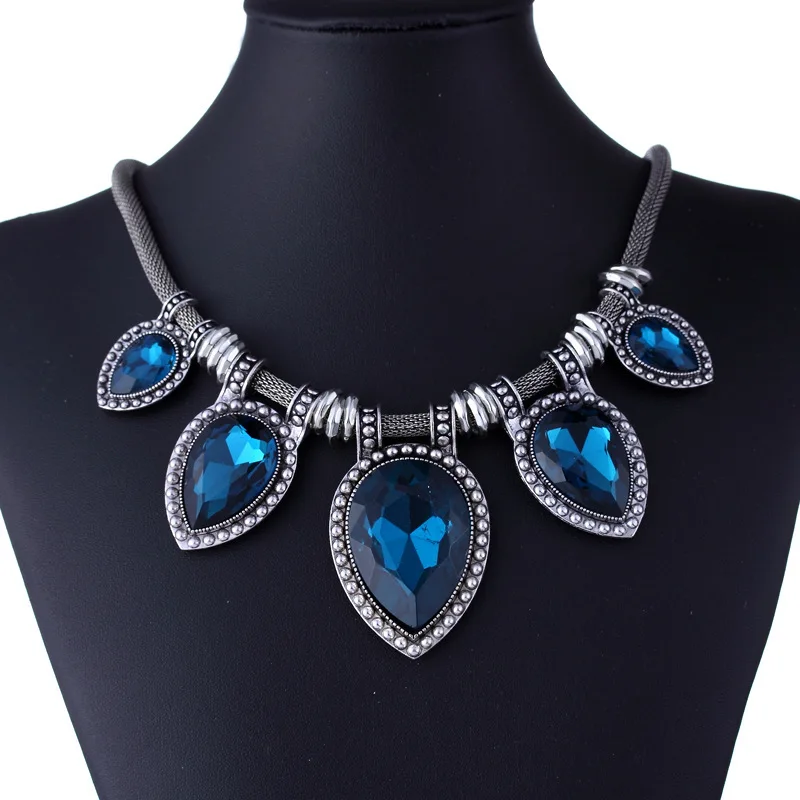 UK Ladies Luxury Designer Heavy Statement Silver Diamante Necklace Jewellery 