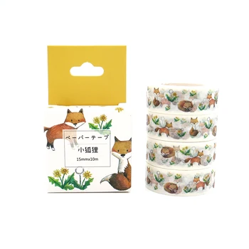 

Box Package Kawaii Little Fox Washi Tape Excellent Quality Colorful Paper Masking Tape DIY Decorative Tapes 10m*15mm