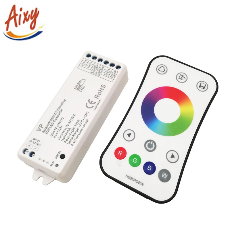 

RF 12v - 24v 2.4G Wireless RGB RGBW Remote Controller VP 4CH CCT Dimming led receiver for led strip