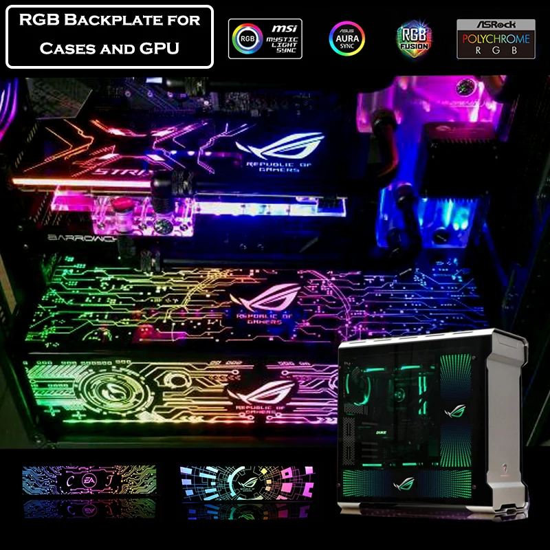 

Customized PC Case Backplate For Case/Graphics Card Side Panel RGB Symphony Light Colorful/RGB/Adressable D-RGB AURA Streamer