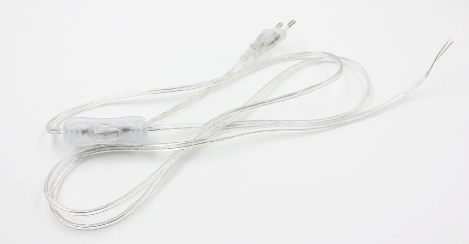 Двухполюсная вилка прозрачный 304 огнестойкий переключатель плоский штекер прозрачный двухжильный плоский провод лампа шнур питания