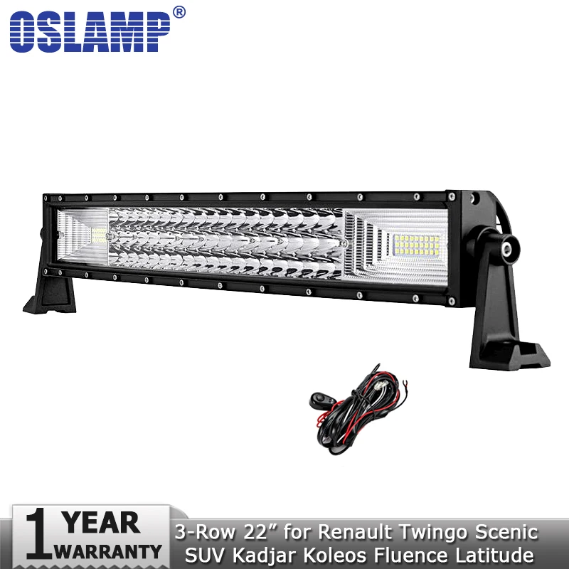 

Oslamp 22"324W 3-row Curved LED Light Bar Offroad 4x4 Led Bar Combo Led Work Light 12v 24v for Renault Twingo Scenic SUV Kadjar