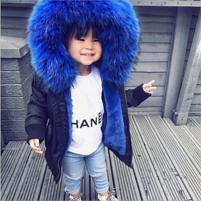 Children's winter baby boys faux fur coat warm zipper girl cotton big