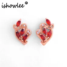 585 розовое золото 6 цветов натуральный циркон серьги гвоздики для девушек с красным камнем CZ элегантные женские серьги Модные ювелирные изделия esp01