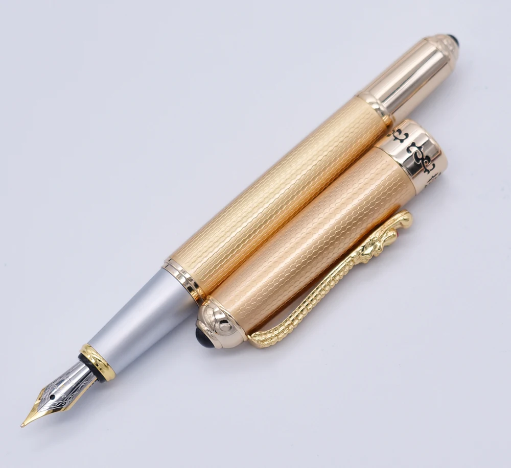 Jinhao Роскошная авторучка классический стиль клипса с драконом, Средний Golden Золотая авторучка для подписи канцелярские принадлежности