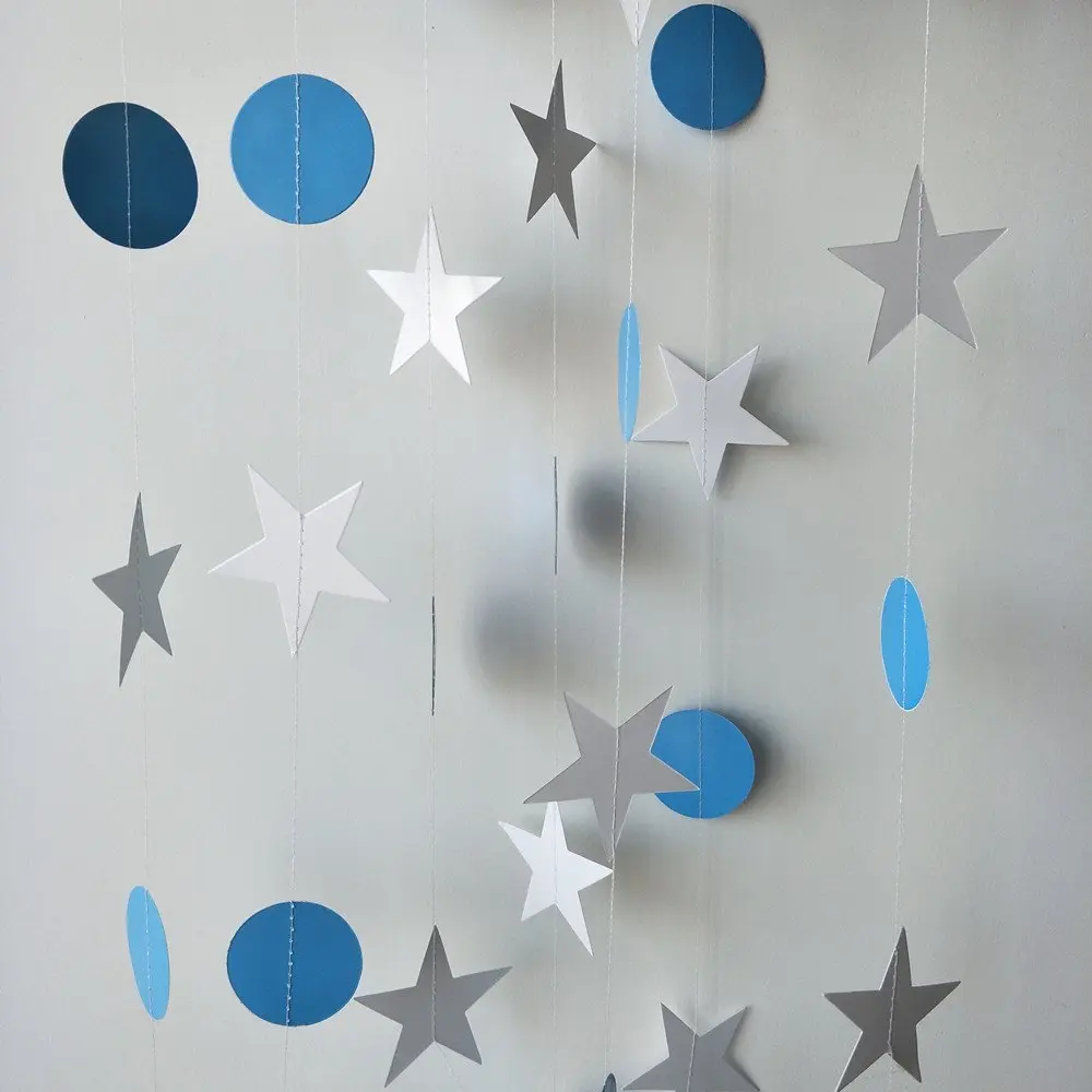 

Baby blue 13 Ft Circle White Star Balloon Garland 2pcs Birthday Party Decorations Adult Wedding Decro