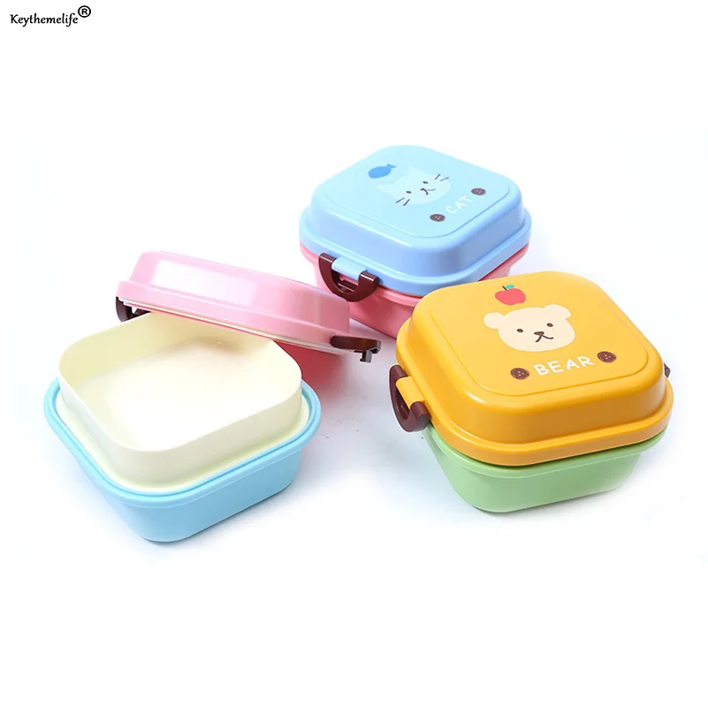 Keythemelife 540ML Double Layer Kitchen Lunchbox Food Container for Kids children School Office