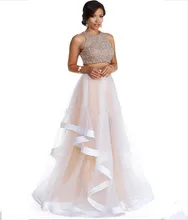 Luxus Eine Linie Brautkleider Zwei Stücke 2016 Wulstige Kristalle Vestidos De Formatura Abend-parteikleid Für Graduation