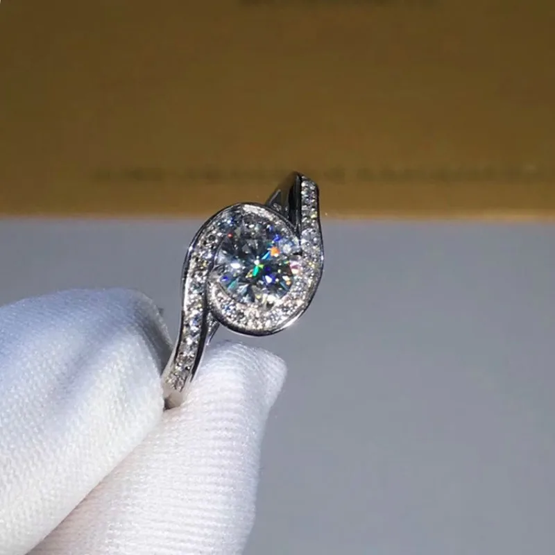 0.5ct карат муассанит обручальные кольца для женщин 925 пробы серебряные кольца с платиновым покрытием D Цвет VVS1 ясность