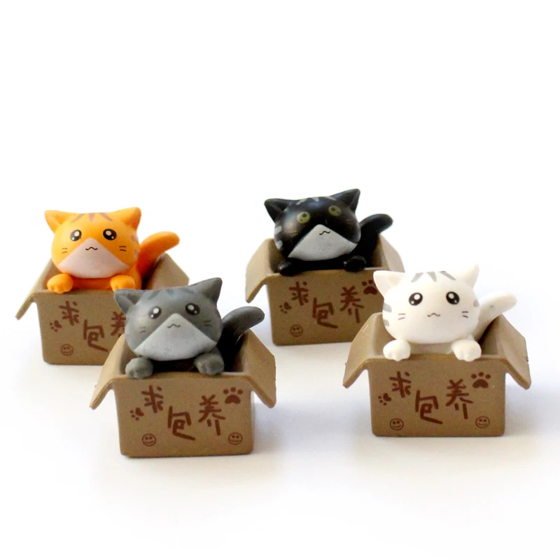 

4PCS lovely small cat Kids Toys Baby Dolls Toy Mini Doll For Girls Black & White & Yellow & Gray