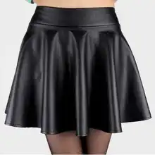 Женская юбка с высокой талией, черная, красная, в сложенном виде, Мини-Юбка Для Женщин, большой размер s m l, сексуальные кожаные юбки,,, новинка