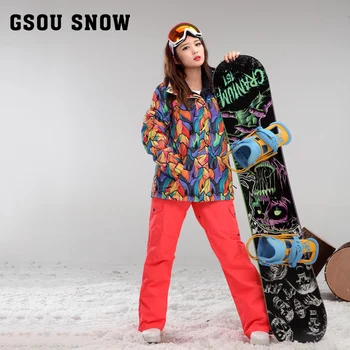 

New Gsou snow double Snowboard suit, outdoor breathable, thick waterproof