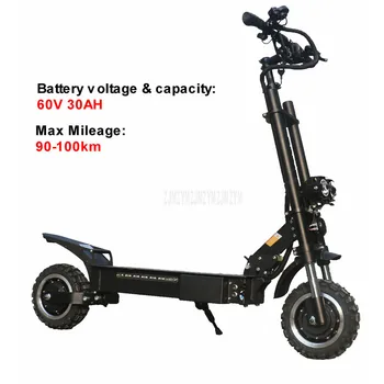 

Electric Scooter Skateboard Adult Foldable Street Board 11 inch Wheel Max Mileage 90-100km 60V 30AH Dual Drive 1600W*2 Off-road