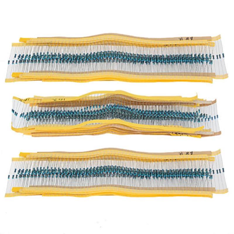 600pcs 30 Values Metal Film Resistor Mayitr 1/4W 1% 10 Ohm-1M Ohm Electronic Assorted Resistance Components Kit hongyang 1 4w ceramic metal film resistor set silver blue multicolored 820 pcs