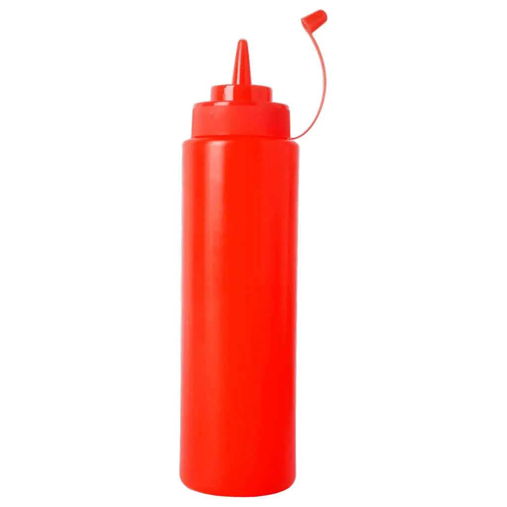 Durable Kitchen Accessories Mustard Vinegar Salad Sauce Plastic Squeeze Oil Dispenser Bottle Ketchup Mustard Dispenser Red 240ml