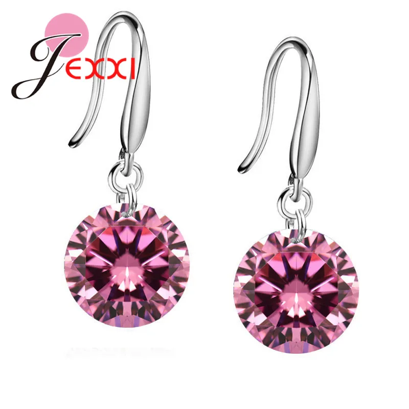 

Big Promotions Genuine 925 Sterling Silver AAAA Crystal Shiny Cubic Zirconia Woman Girl Candy Hook Dangle Earrings