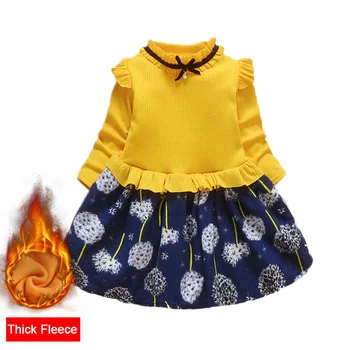 

Toddler Girls Princess Dress 2018 Autumn Winter Kids Flower Thick Fleece Long Sleeve Tutu Dress Girl Costume Birthday Outfits