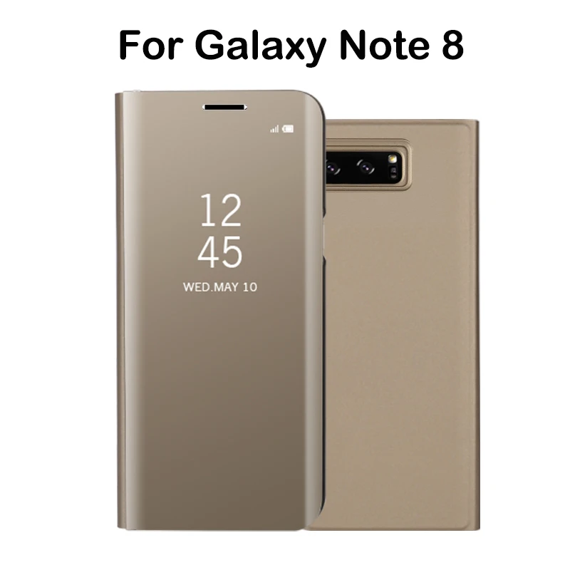 Electroplated Mirror Flip Smart Sleep Leather Cover For Samsung Galaxy Note 8 Case Luxury Brand For Samsung Note 8