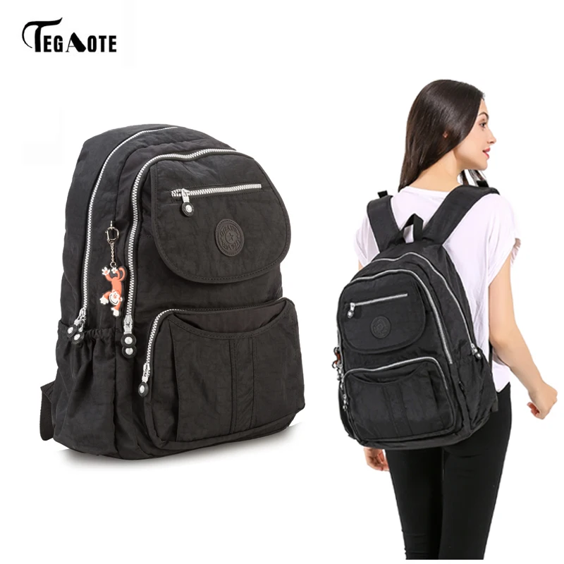 online TEGAOTE Clássico Grande Escola Mochila para Adolescentes Meninas Mochila Mochilas Femininas Mulheres Sólidos Famosa Nylon Ocasional Bagpack Laptop