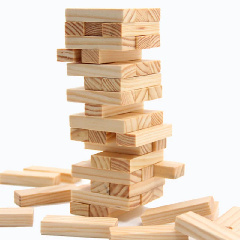 

48pcs/set DIY Tower Wood Assembled Building Blocks Toy for Kids Family Board Game Domino Extract Building Educational Toy Gift