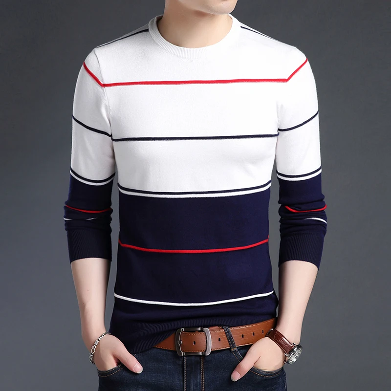 Men's Attractive Striped Slim Fit Knitted Top-2