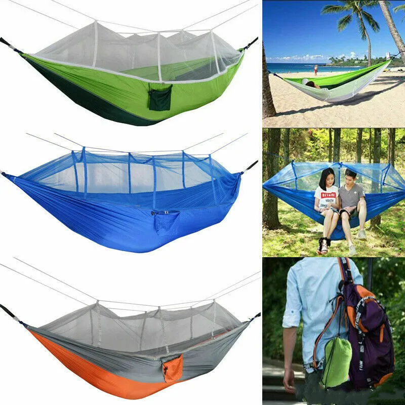 

Double Outdoor Person Travel Camping Hanging Hammock Bed w/ Mosquito Net Set