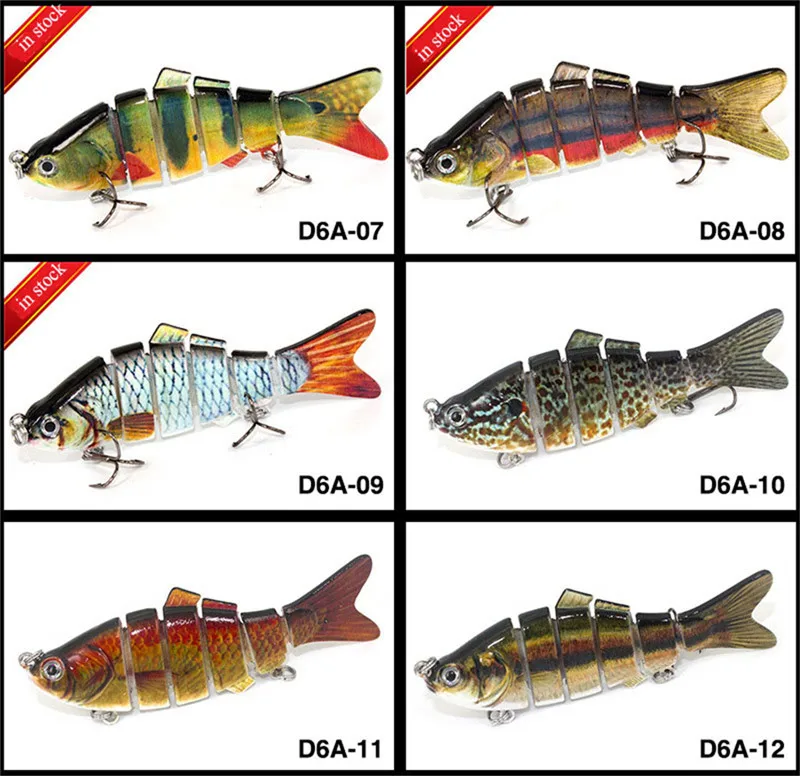 Hot Sale 6-Segment Fishing Lure 10cm 9 Colors 3D Eyes Fake Crankbaits (2)