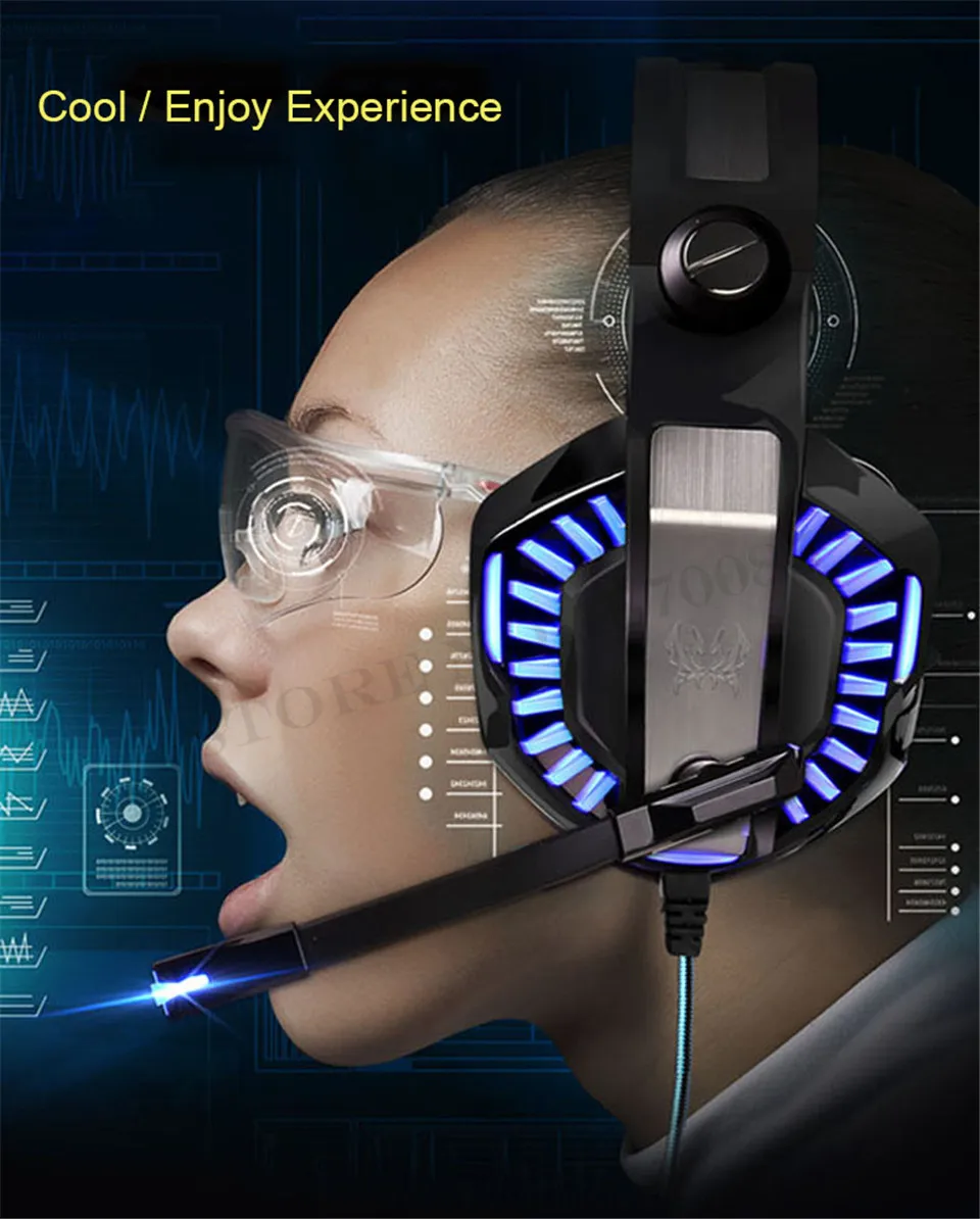 KOTION EACH PC Gaming Headset PC Gamer casque Stereo Headphones with Microphone Dazzle Lights Glow G2000 Upgrade for Computer (3)