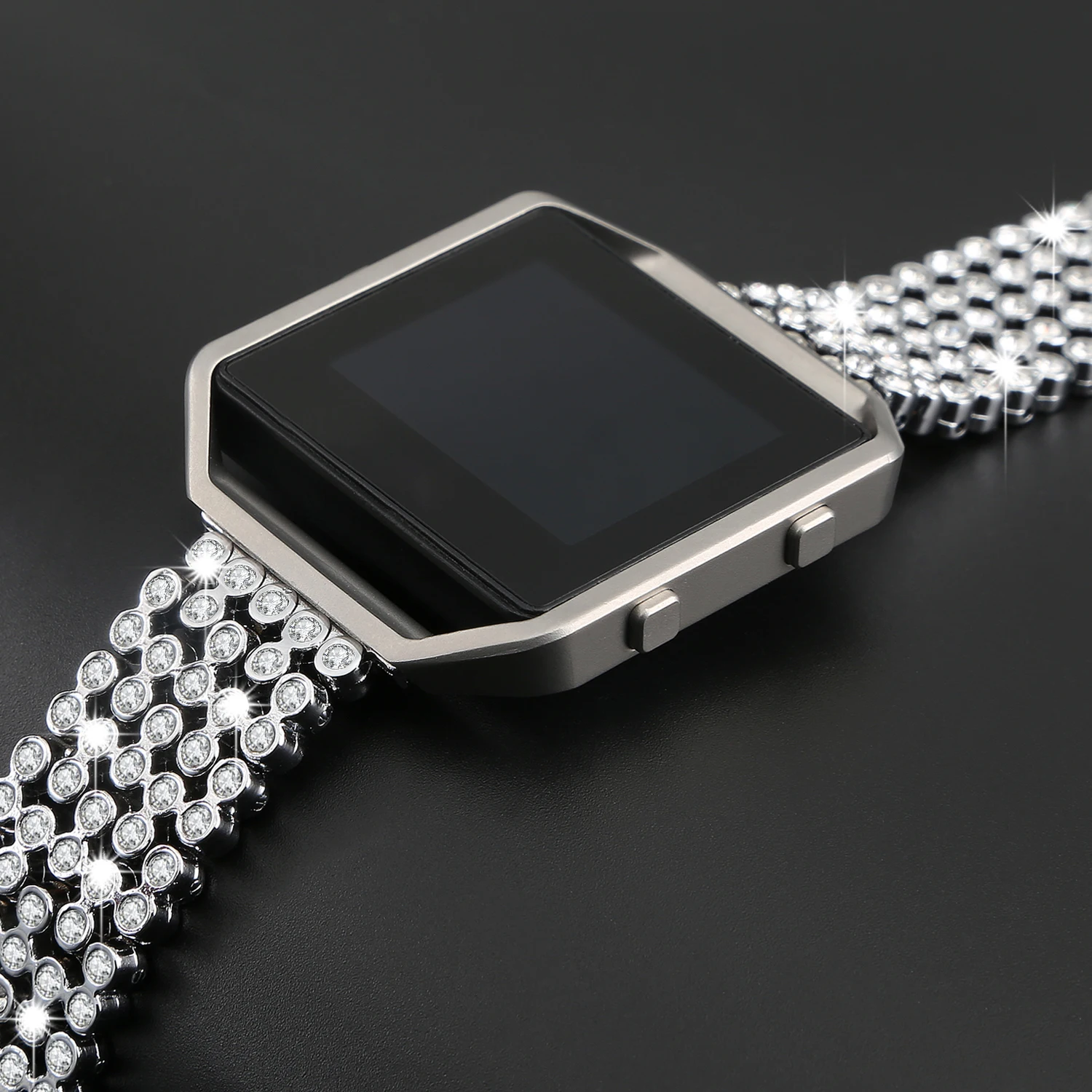 Для Fitbit Blaze Bands Joyozy заменяет браслеты Bling + нержавеющая сталь серебристый розовое