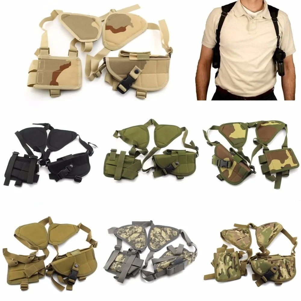 Deluxe-Universal-Horizontal-Pistol-Hand-Gun-Shoulder-Holster-Double-Magazine-Mag-Pouch-RL31-0020