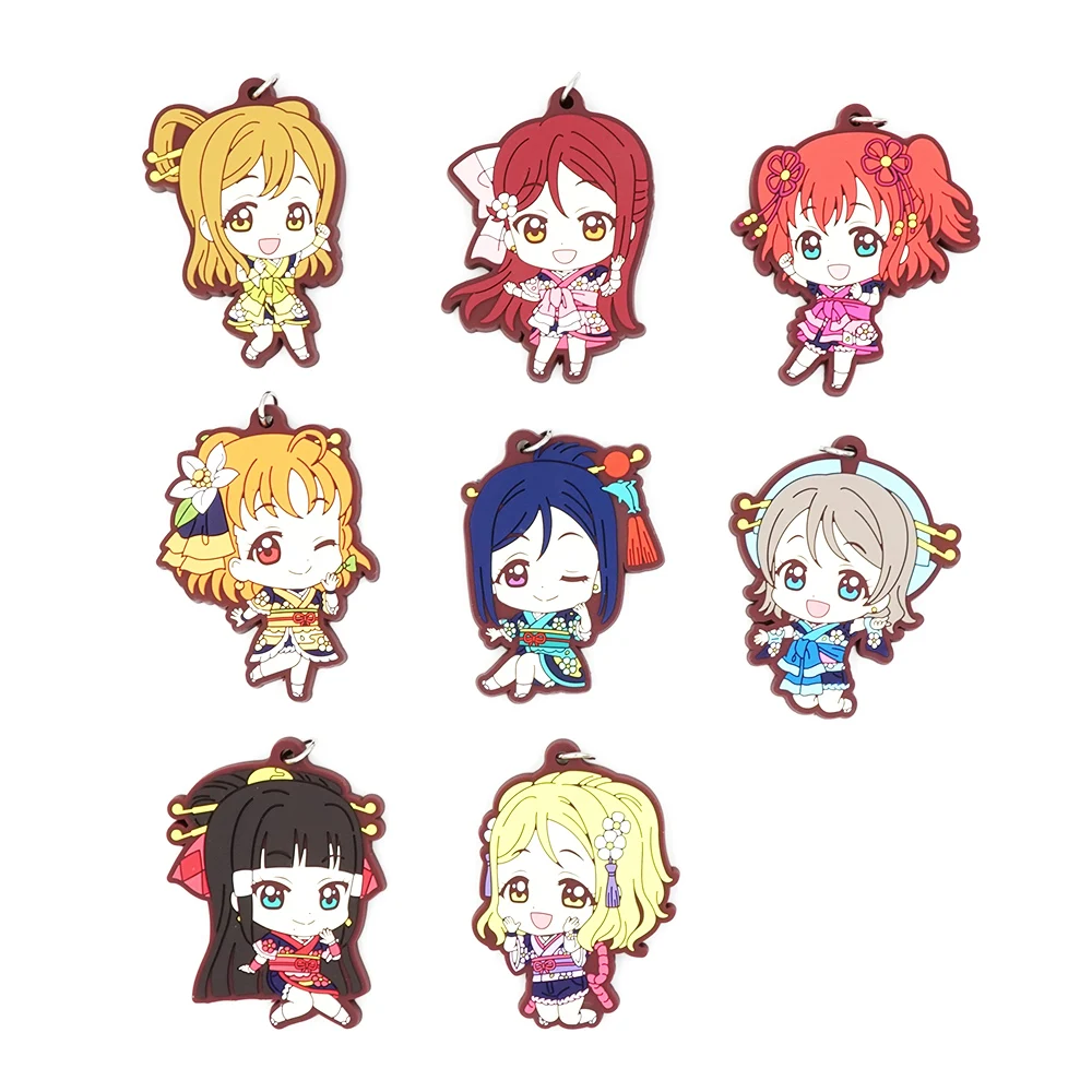 Love Live Sunshine Aqours Anime Chika Yoshiko You Ruby Dia Kanan Hanamaru Mari Riko Matsuri Rubber Keychain Love Live Sunshine Aqours Anime Chika Yoshiko You Ruby Dia Kanan Hanamaru Mari Riko Matsuri Rubber Keychain