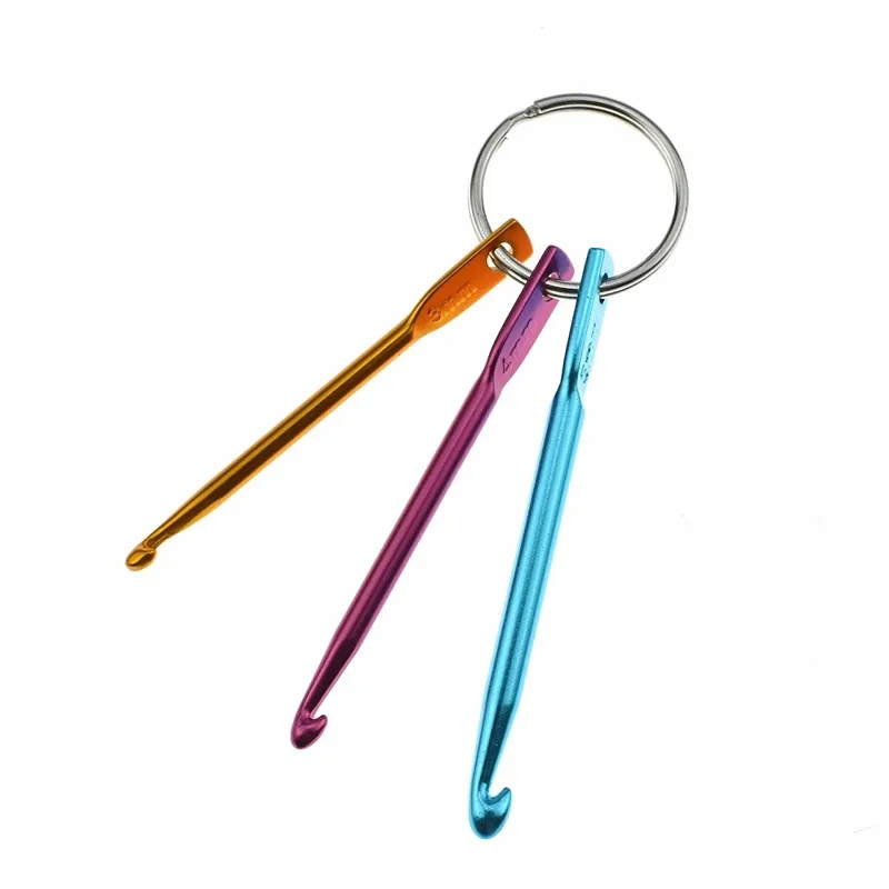 

3pcs Aluminum Knit Needle Crochet Hook Needle Keychain Keyring Gift Knit Weave