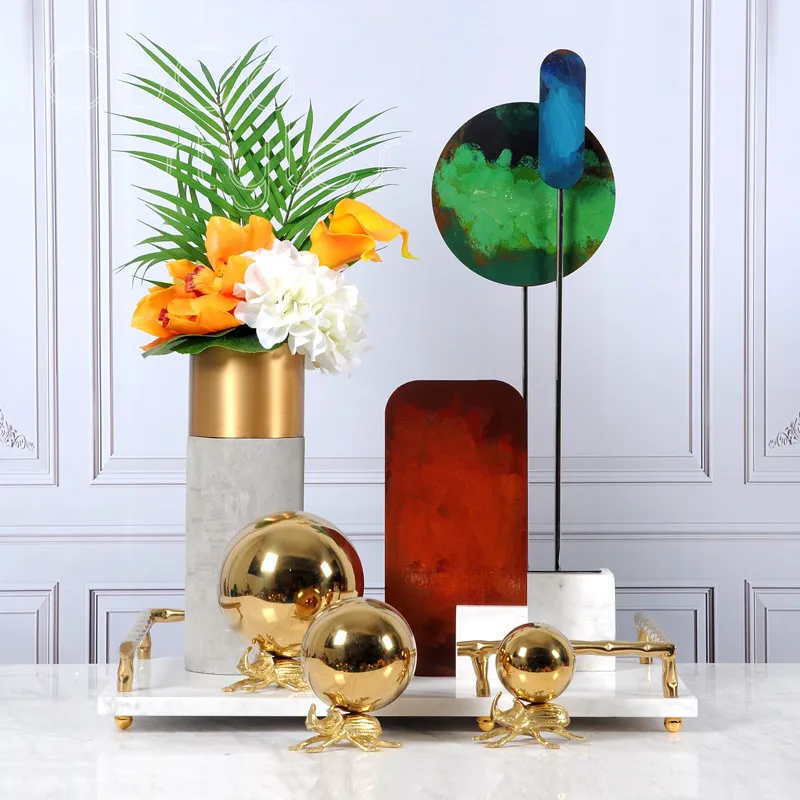 

Cocostyles InsFashion characteristic white marble tray vase and ornament set for high-end nordic style hotel and home decor