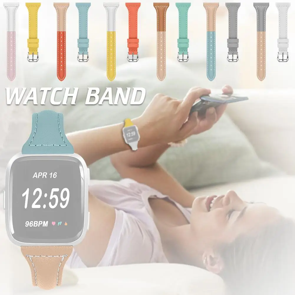 

High-quality Leather Strap Leather Replacement Strap Single-loop Watch Band Wristband For Fitbit Versa Smart Watch