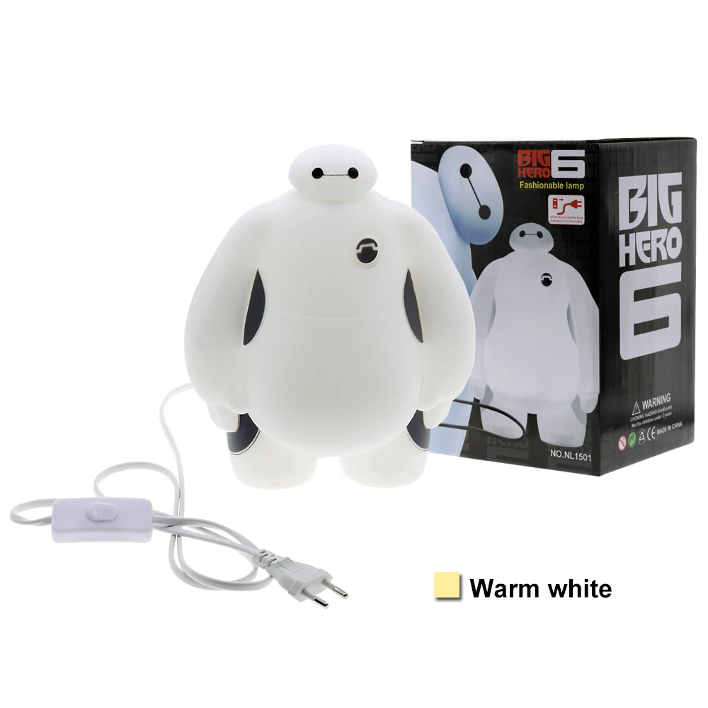 Большой Герой 6 светодиодный ночник BayMax лампы AC220V RGB/теплый белый детский подарок Спальня украшения дома Новинка освещение