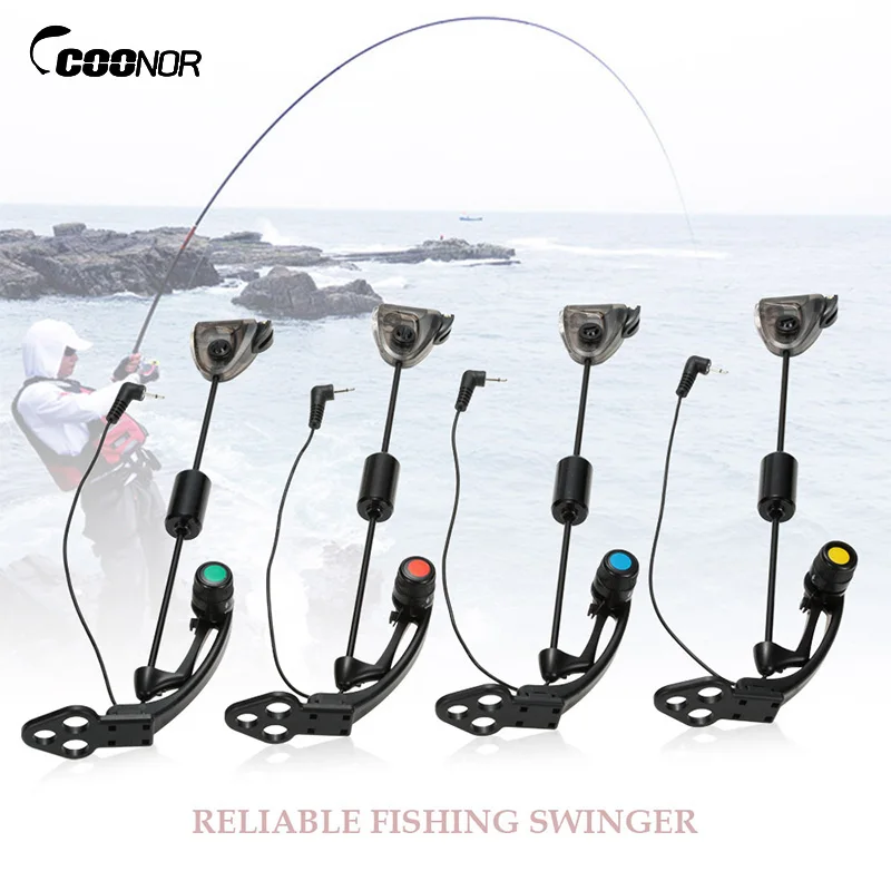 

COONOR 4 PCS Set LED Hanger Sensor Swinger Illuminated Fishing Swingers in Cases Bite Indicator Carp Tackle