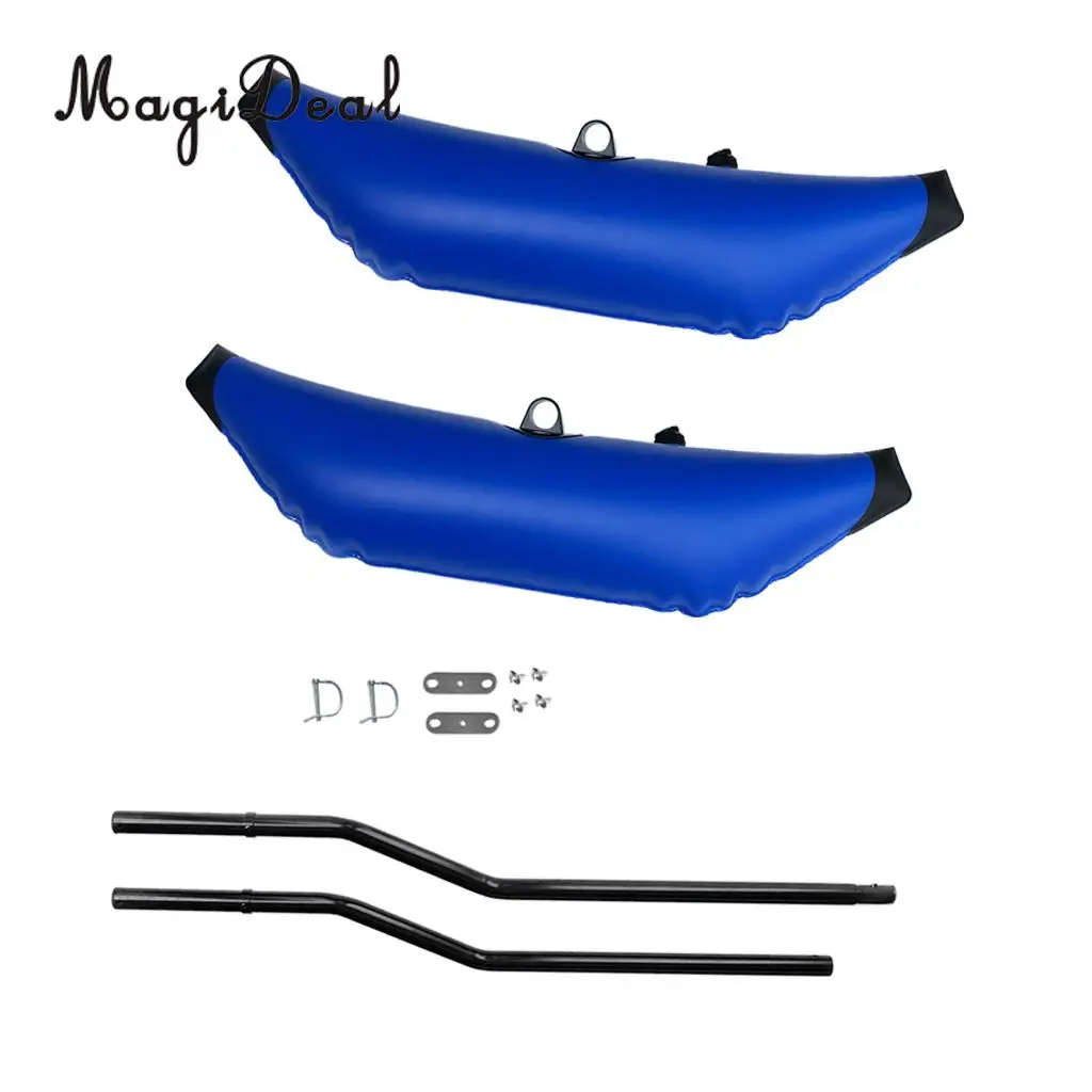 

MagiDeal 2x Blue PVC Floating Inflatable Outrigger Stabilizer & 2x Pole Mount Bracket for Kayak Boat Fishing Standing Beginners