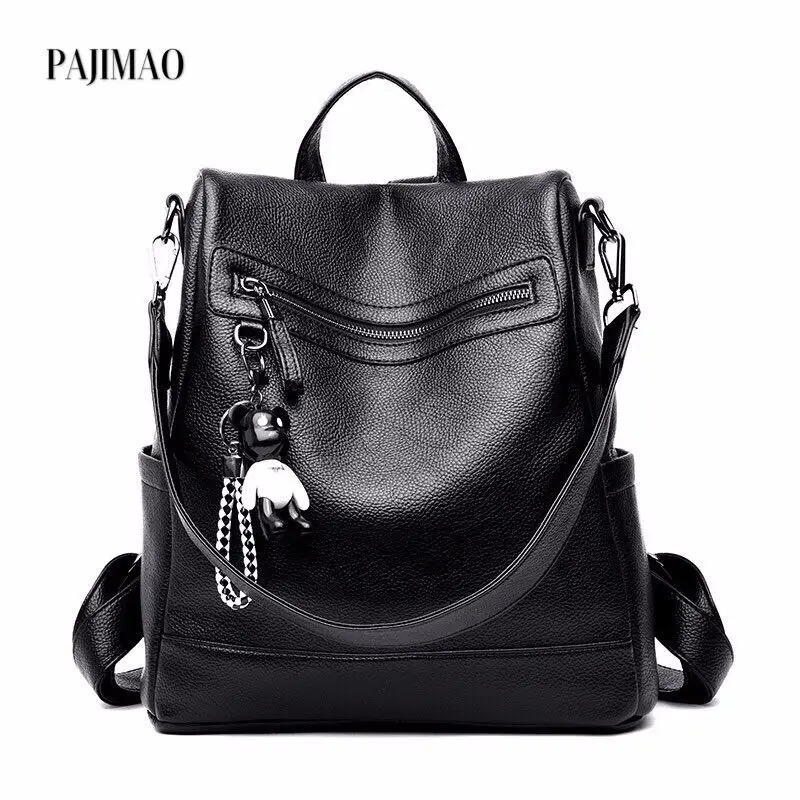 2018 Latest Fashion Women Backpack PU Fabric Smooth Soft Feeling Good Shape Square Big Capacity Popular Bag Lady Black | Багаж и сумки