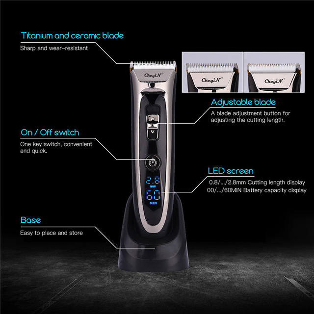 Professional Digital Hair Trimmer Rechargeable Electric Hair Clipper Men’s Cordless Haircut Adjustable Ceramic Blade RFC-688B 49