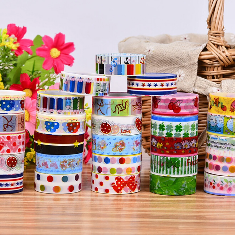 

10PCS/LOT Mini Masking Cartoon Platic Diary Lace Tape Cinta Adhesiva Decor Colorful Tape DIY Decorative Adhesive Tape