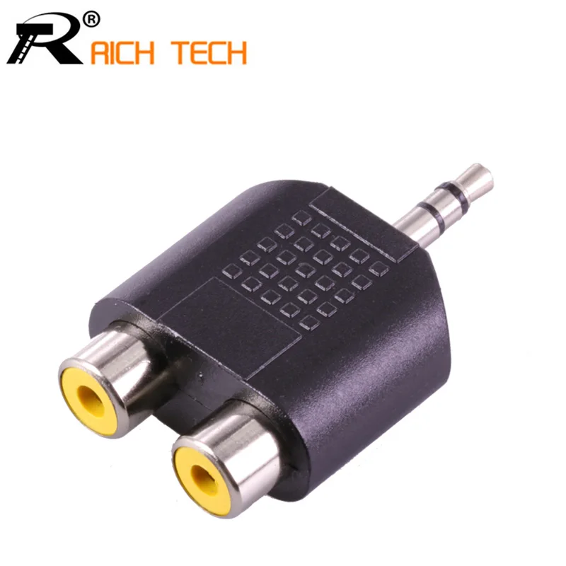 

10Pcs Nickle-plated Connector 3.5 MM Jack Audio Plug 3.5mm 3 pole stereo male plug to 2xRCA Female Jack Adapter